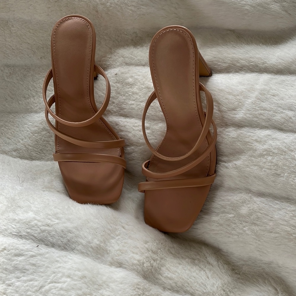 Nude slide on heels